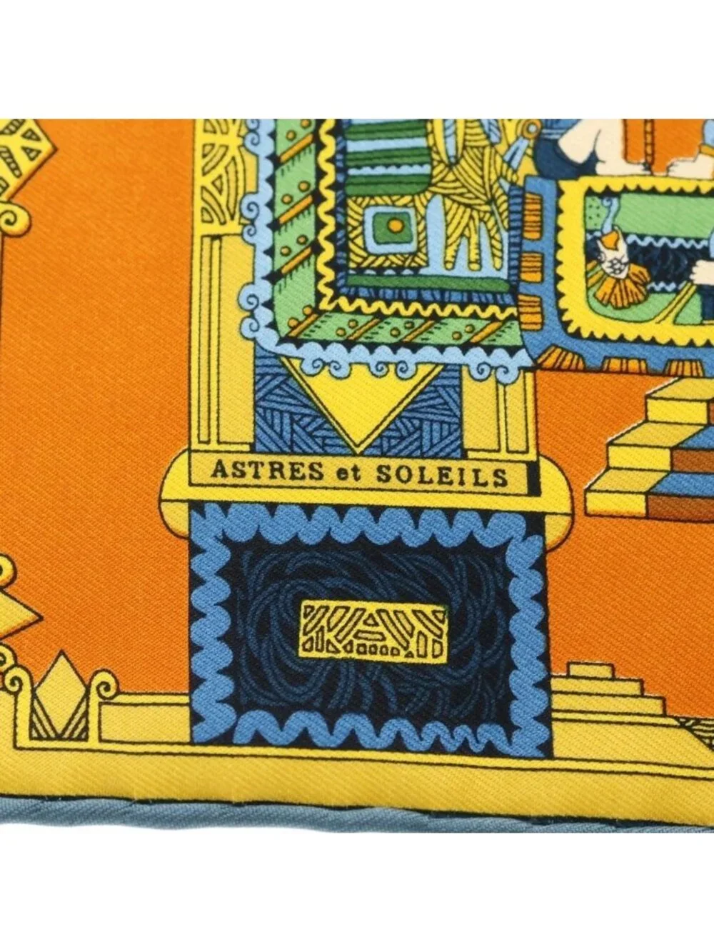 Hermes Carre 50 Celestial Bodies And Sun Silk Scarf Orange